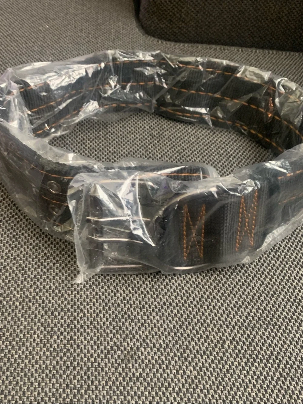 XL Black Dog collar with beown Stitching